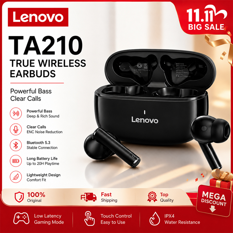 Anc Wireless Over Ear Headphones - Lenovo TA210 Bluetooth Wireless Headphones Built