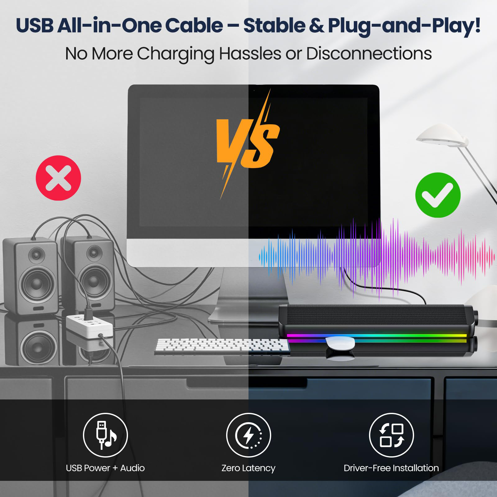 Wired Bluetooth Computer Speak - Rgb Computer Soundbar For Pc ulasan dan harga