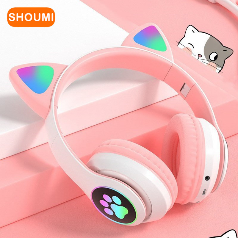 Flashing LED Cute Cat Ears Hea - Cat Ear Bluetooth Headset Led ulasan dan harga
