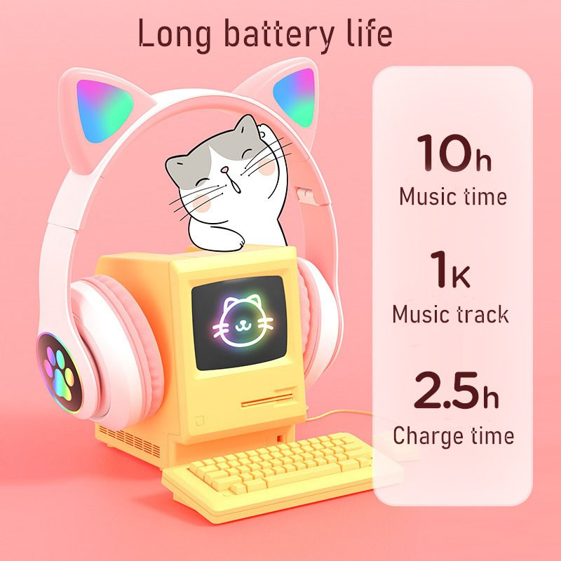 Flashing LED Cute Cat Ears Hea - Cat Ear Bluetooth Headset Led ulasan dan harga