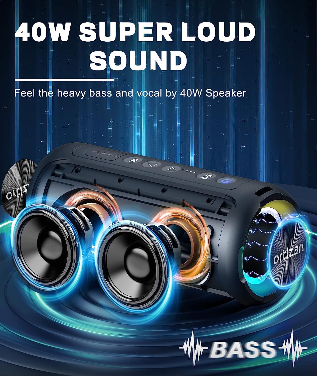 Ortizan Bluetooth Speakers 40W - Portable Bluetooth Speaker Waterproof Ipx7 ulasan dan harga