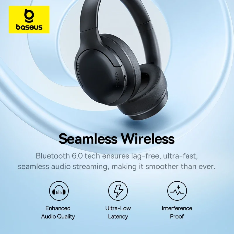 Baseus BH1 Lite Wireless Headp - Anc Wireless Over Ear Headphones ulasan dan harga