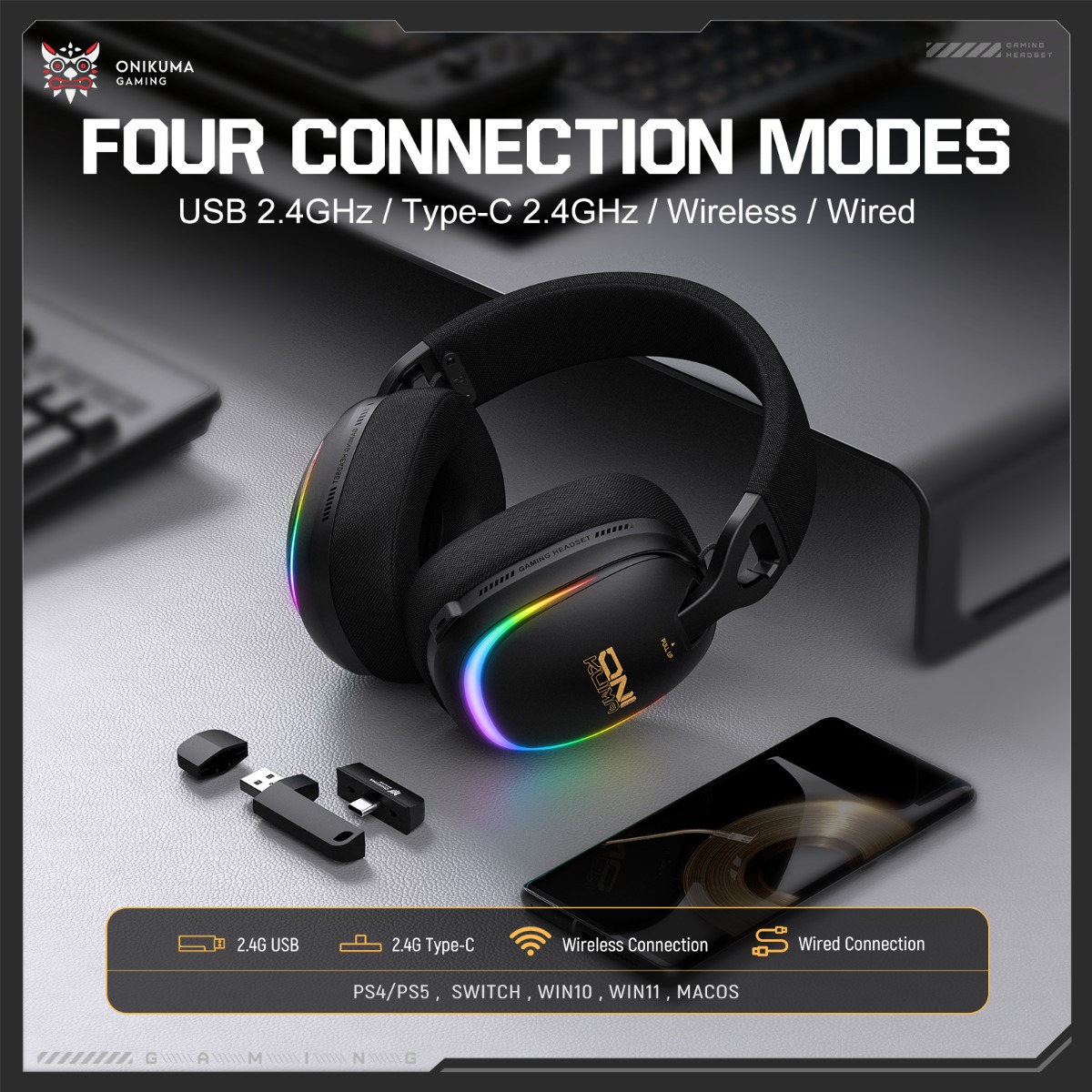 ONIKUMA GT805 Gaming Headset W - Gaming Headset With Mic Rgb ulasan dan harga