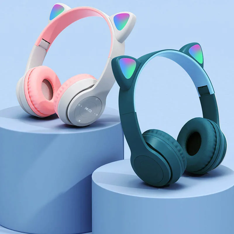 Cute Cat Ear Bluetooth Compati - Cat Ear Bluetooth Headset Led ulasan dan harga