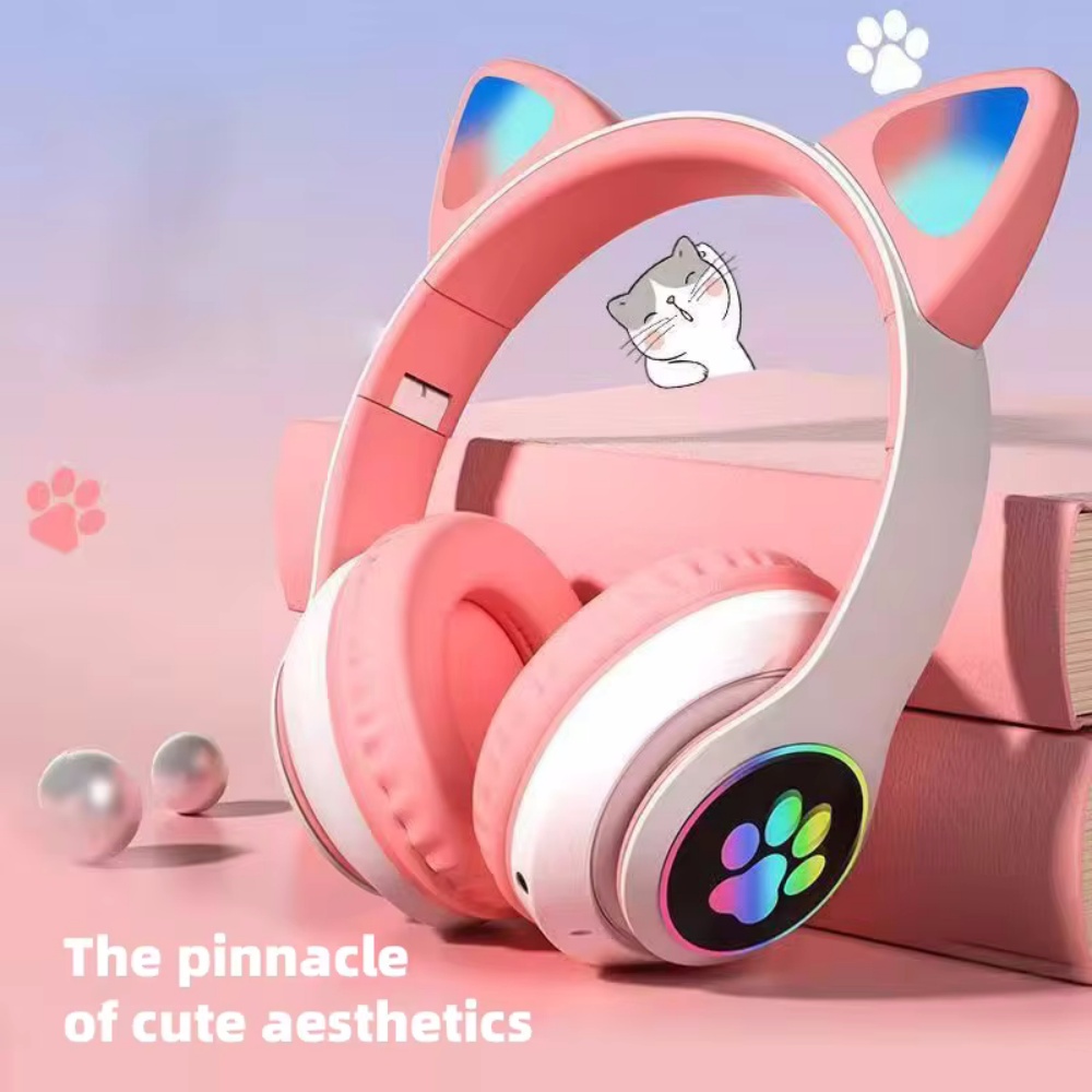 Cute Cat Ear Bluetooth Compati - Cat Ear Bluetooth Headset Led ulasan dan harga