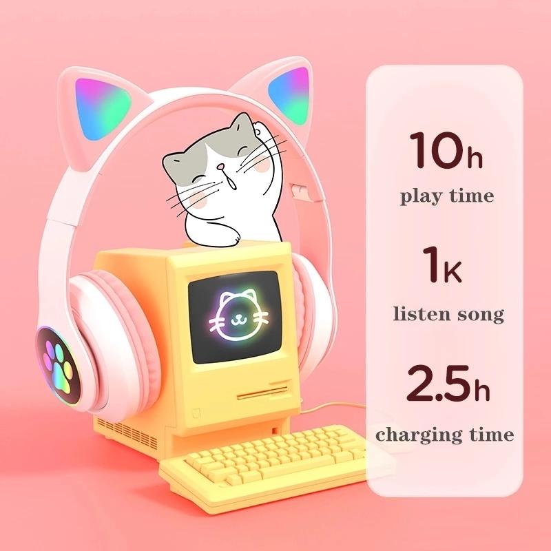 Cute Cat Ears Headphones Bluet - Cat Ear Bluetooth Headset Led ulasan dan harga