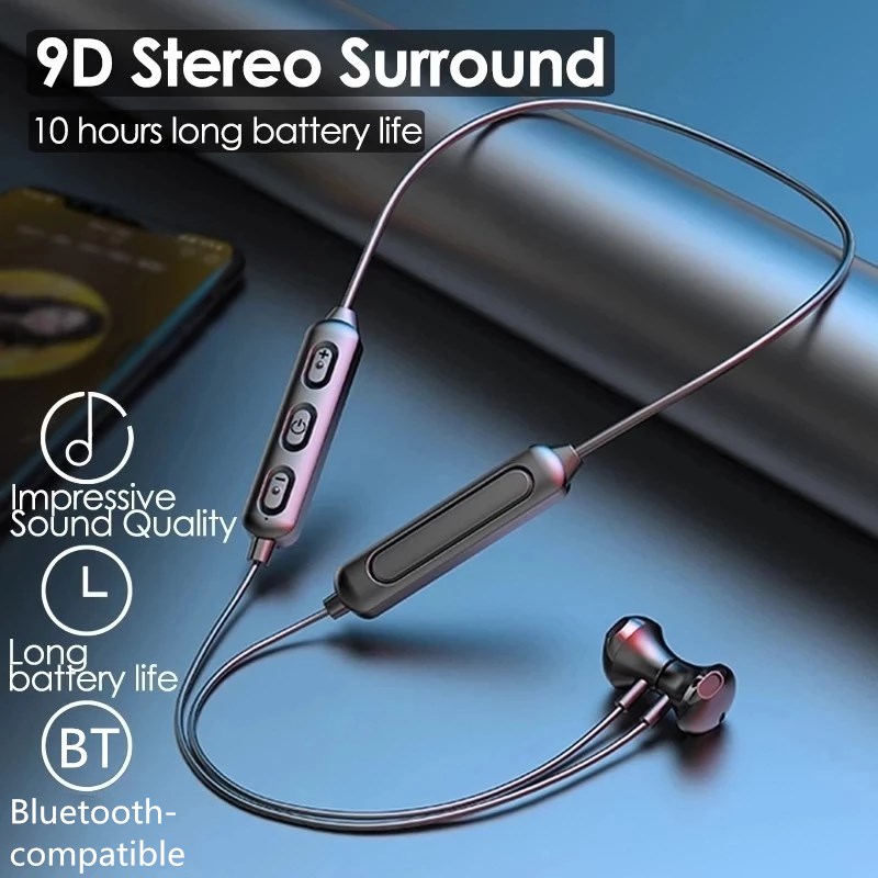 Wireless Bluetooth 5.0 Earphon - Magnetic Neckband Sports Earphones ulasan dan harga