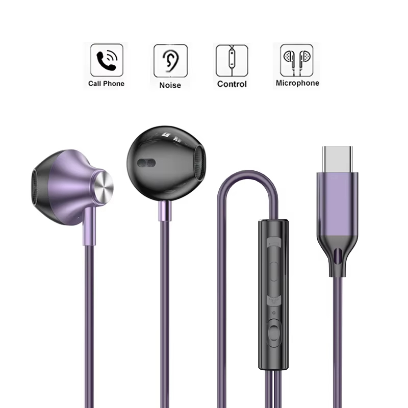 In-Ear Wired Headphone HiFi Mu - Type C Wired Earphones With Mic ulasan dan harga