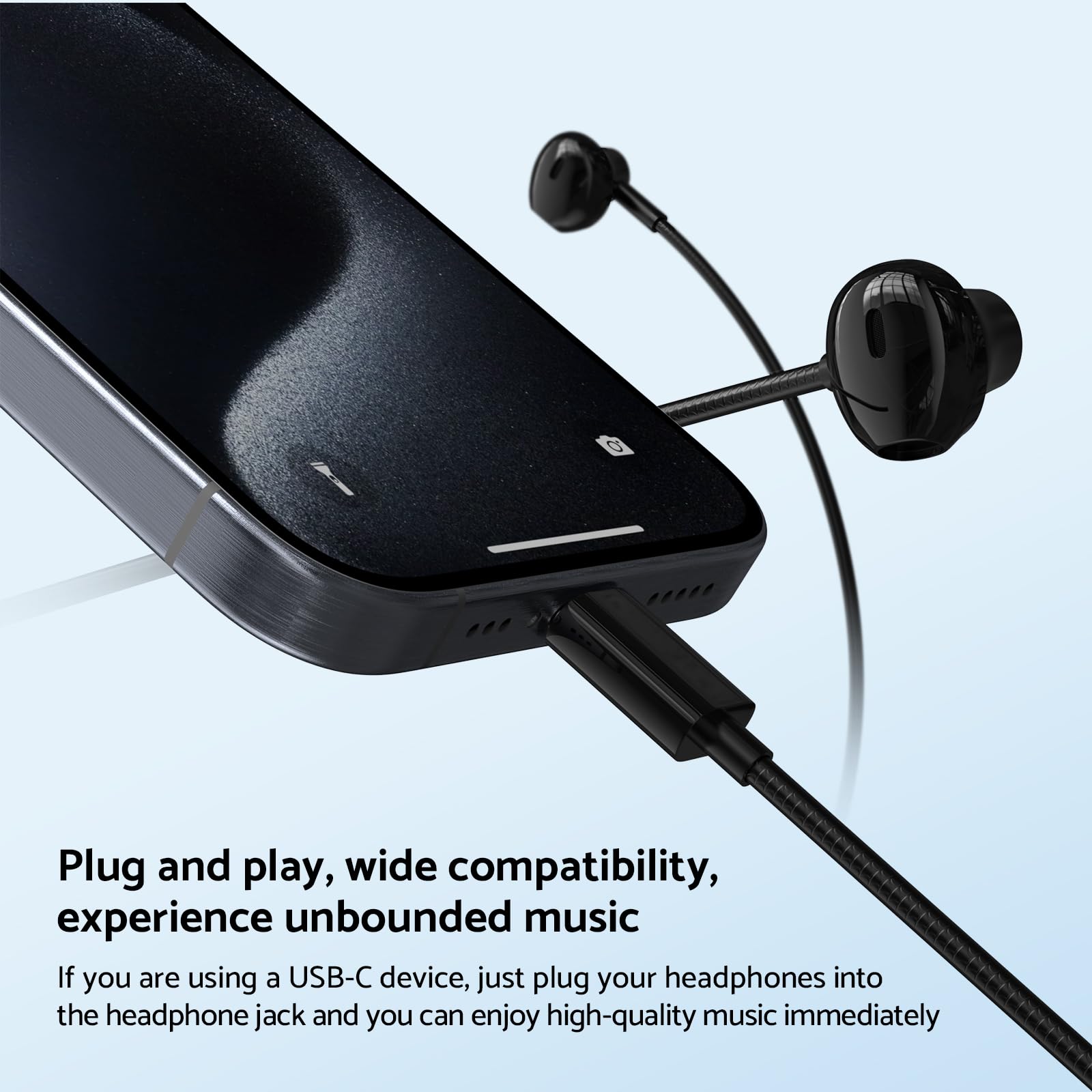 In-Ear Wired Headphone HiFi Mu - Type C Wired Earphones With Mic ulasan dan harga