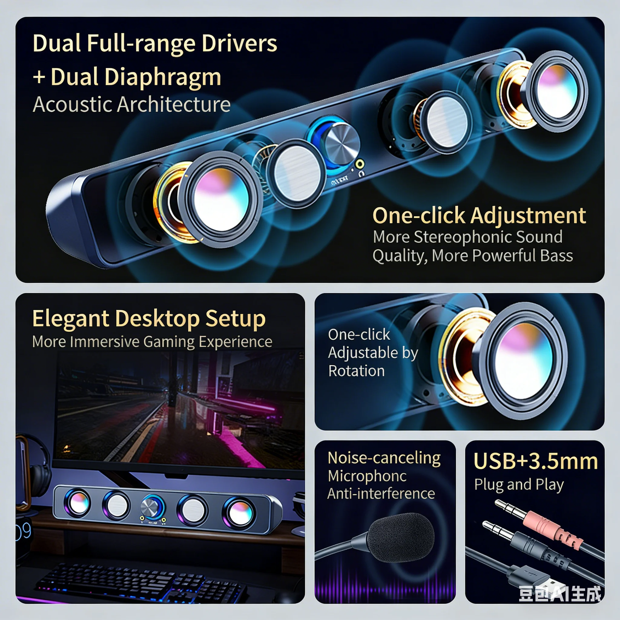 Home Theater Speakers System S - Rgb Computer Soundbar For Pc ulasan dan harga