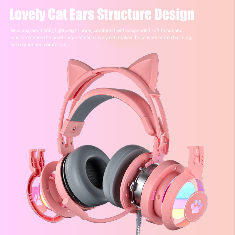 Cute Cat Ear Gaming Headphones - Gaming Headset With Mic Rgb ulasan dan harga
