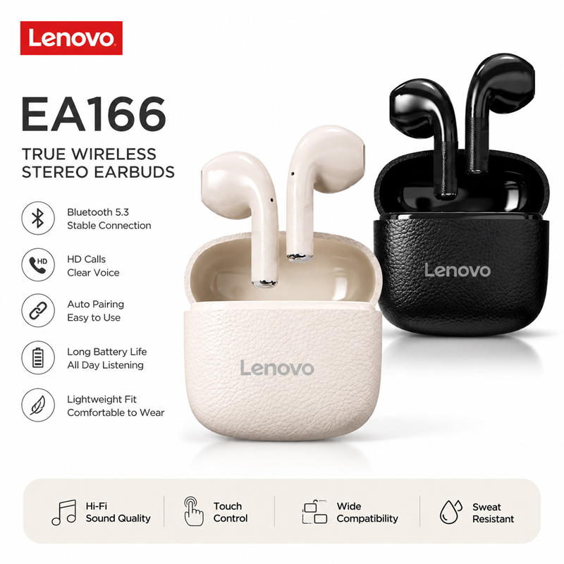 Lenovo EA166 Bluetooth Wireles - Anc Wireless Over Ear Headphones ulasan dan harga