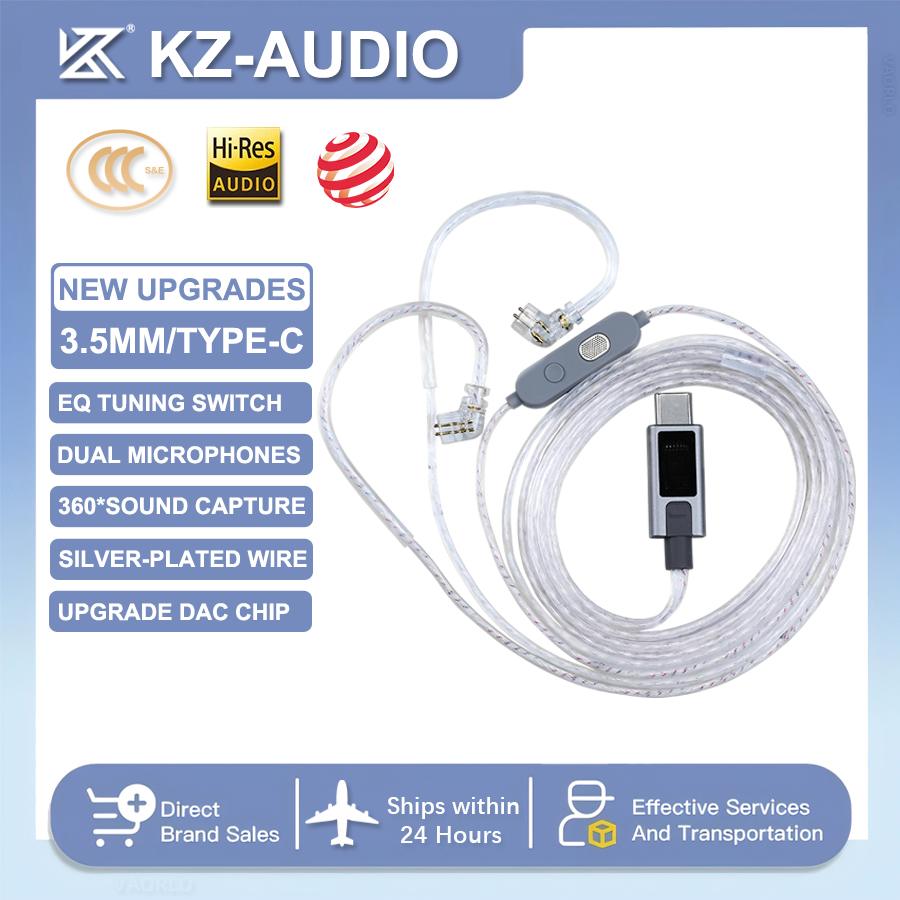 NEW KZ M2 Dual Microphone silv - Type C Wired Earphones With Mic ulasan dan harga