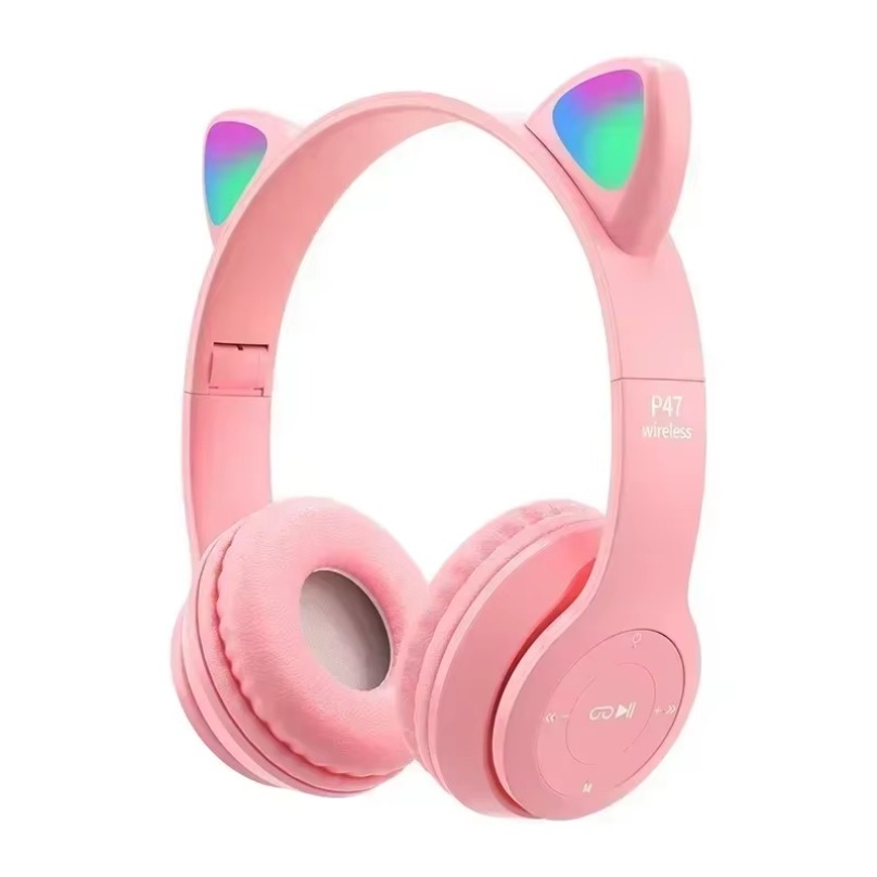 Wireless Bluetooth Earphones C - Cat Ear Bluetooth Headset Led ulasan dan harga